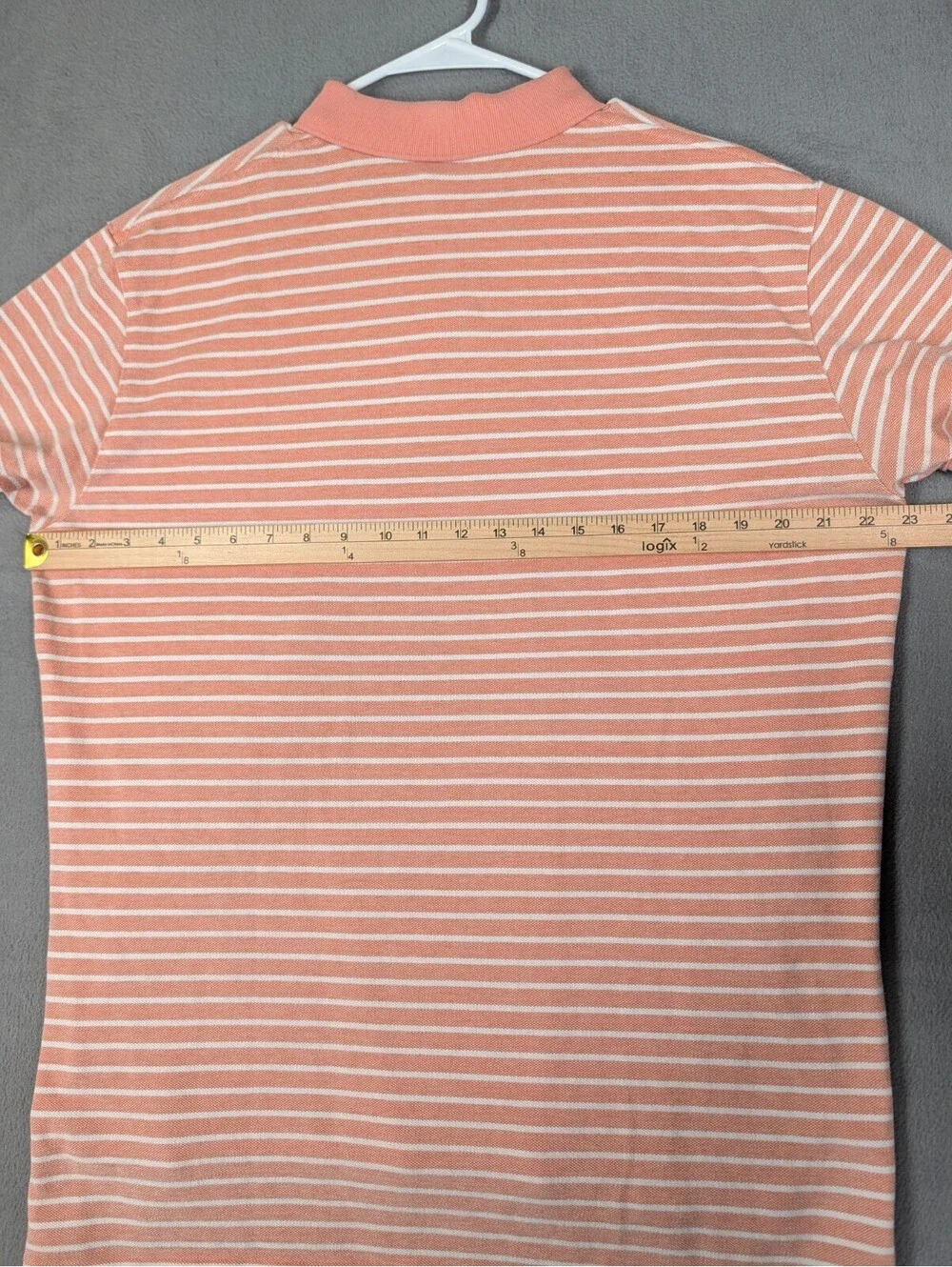 Polo Ralph Lauren Mens L Pink White Striped Short Sleeve Cotton Golf Polo Shirt